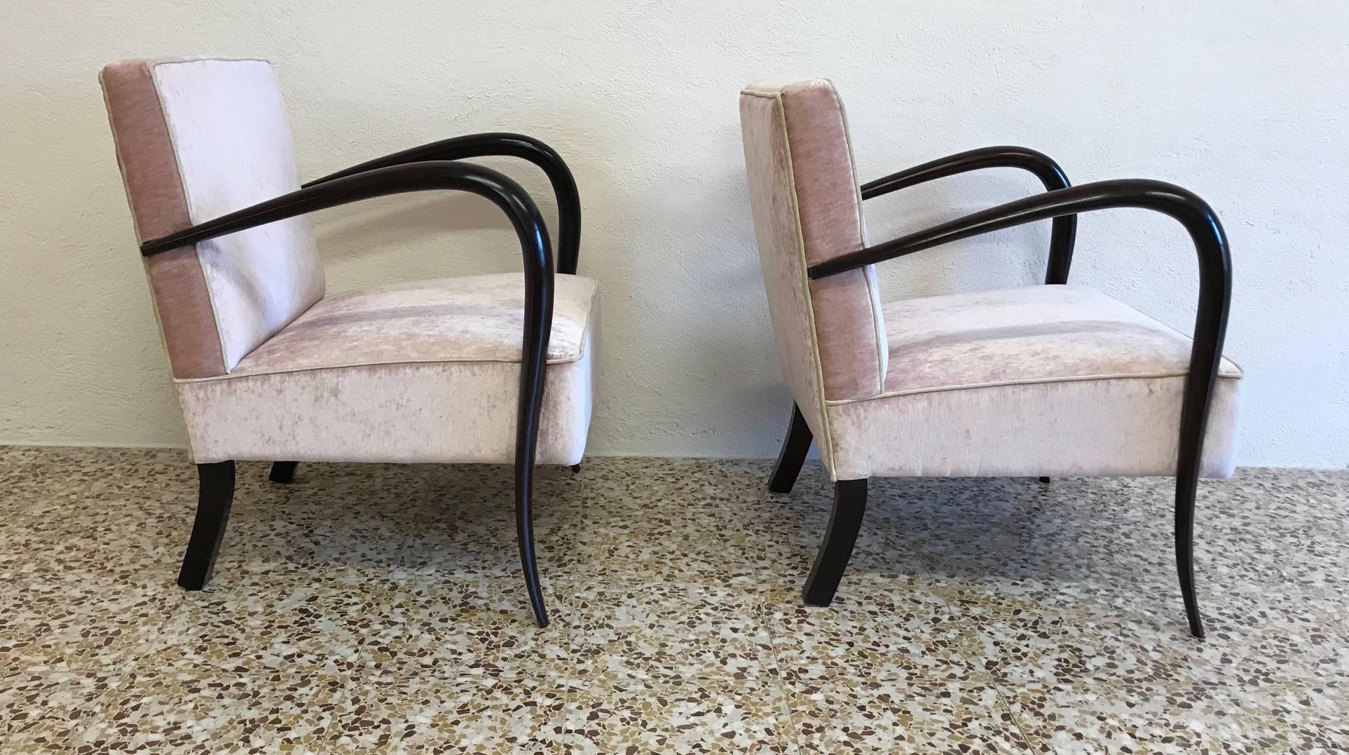 Pair of Art Deco Italian Armchairs In Excellent Condition In Meda, MB