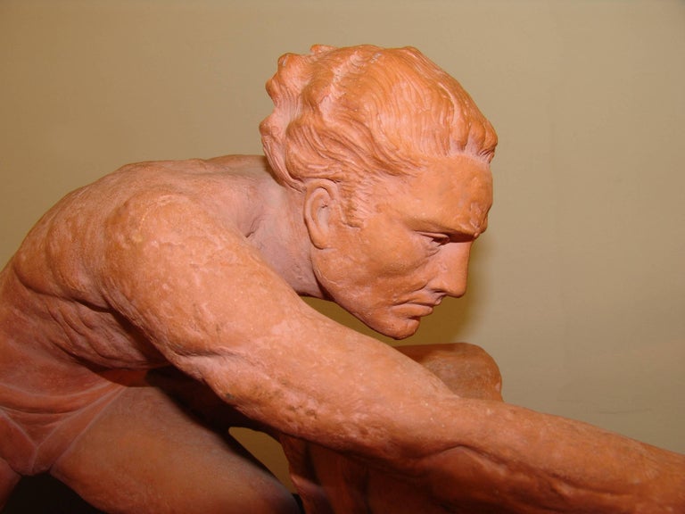 Italian Art Deco Terracotta Sculpture by U. Cipriani For Sale