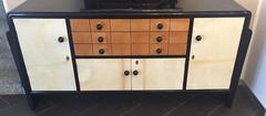 1930s Italian Black, Maple and Parchment Sideboard
