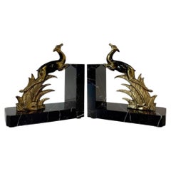 Pair of French Art Deco Bookends with Leaping Antelopes, Signed Tedd, 1930s