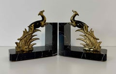 Pair of French Art Deco Bookends with Leaping Antelopes, Signed Tedd, 1930s