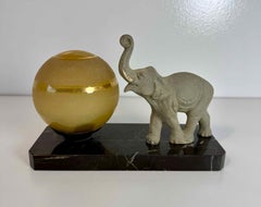 French Art Deco Table Lamp with Elephant Sculpture, 1930s