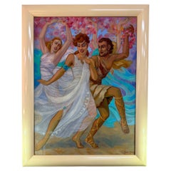 French Art Deco “Printemps” Oil on Canvas Painting by Raoul Guinet, Nantes, 40s