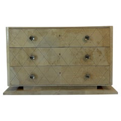 Rare Belgian Art Deco Engraved Parchment Dresser, Late 1940s