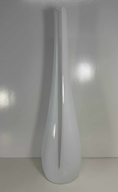 Large White and Clear Murano Glass Vase, Italy, 1990s