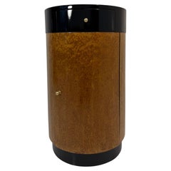 Italian Cylindrical Cabinet in Reconstituted Wood Veneer, 1980s