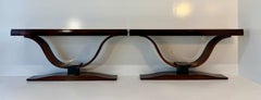 Pair of Twin French Art Deco Consoles with Sculptural Curved Bases, 1940s