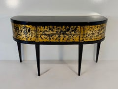 French Art Deco Black and Gold Cabinet, late 1940s