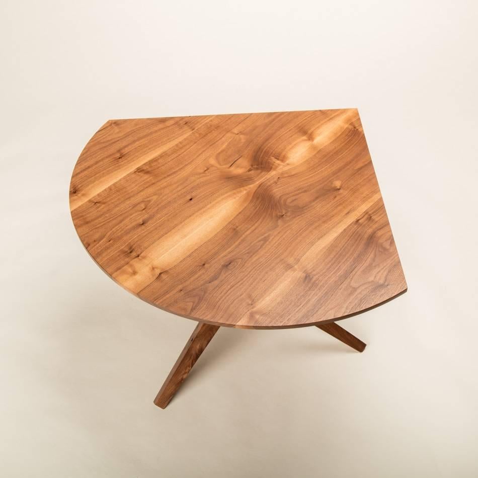 Contemporary Solid Walnut Jack Base Corner Table For Sale