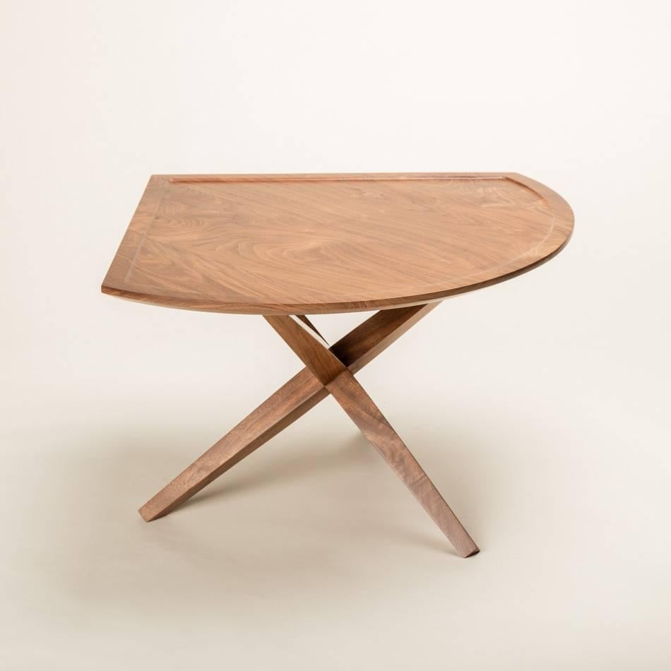 Mid-Century Modern Solid Walnut Ledge Top Corner Table For Sale
