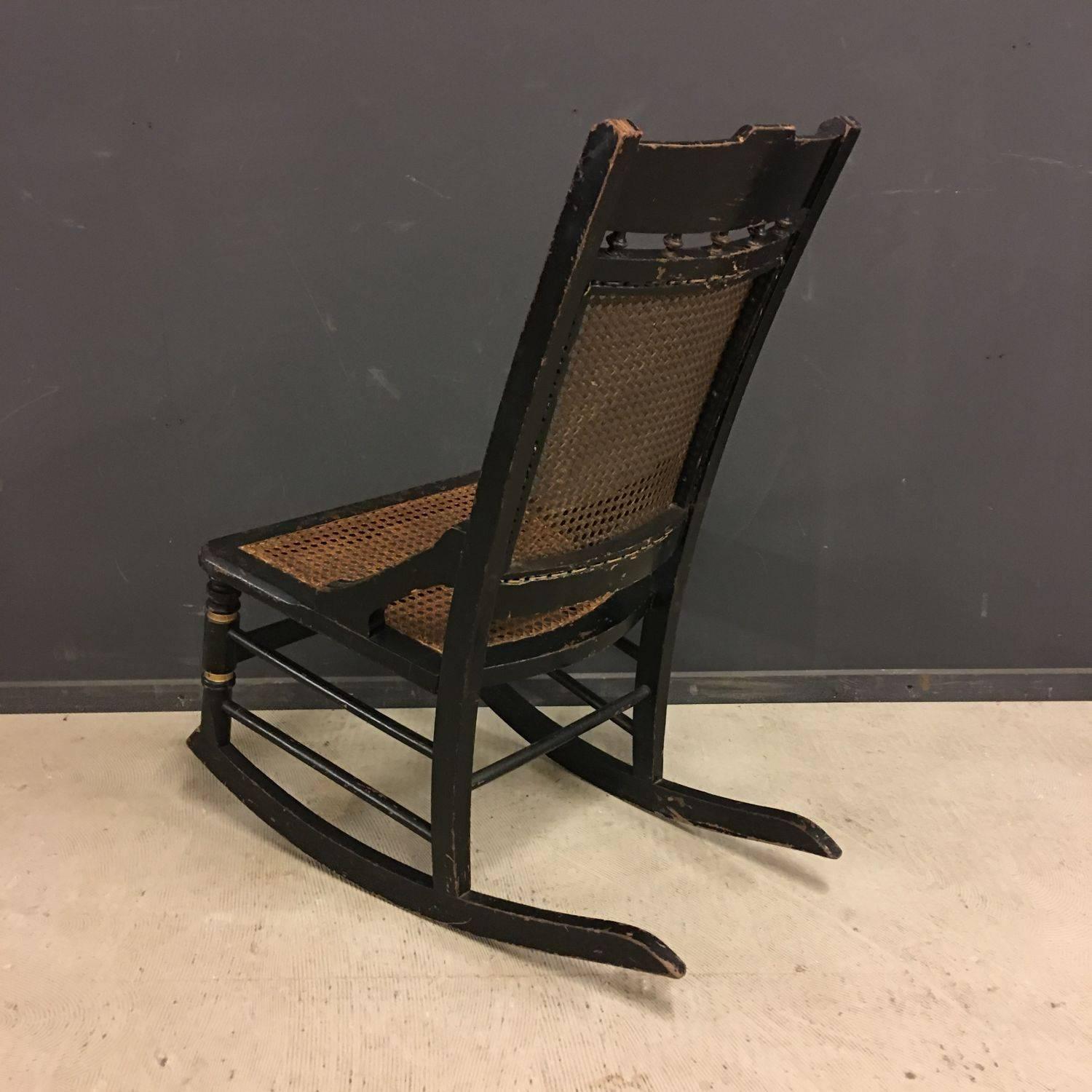 Carved Antique French Napoleon III Rocking Chair, circa 1850s For Sale
