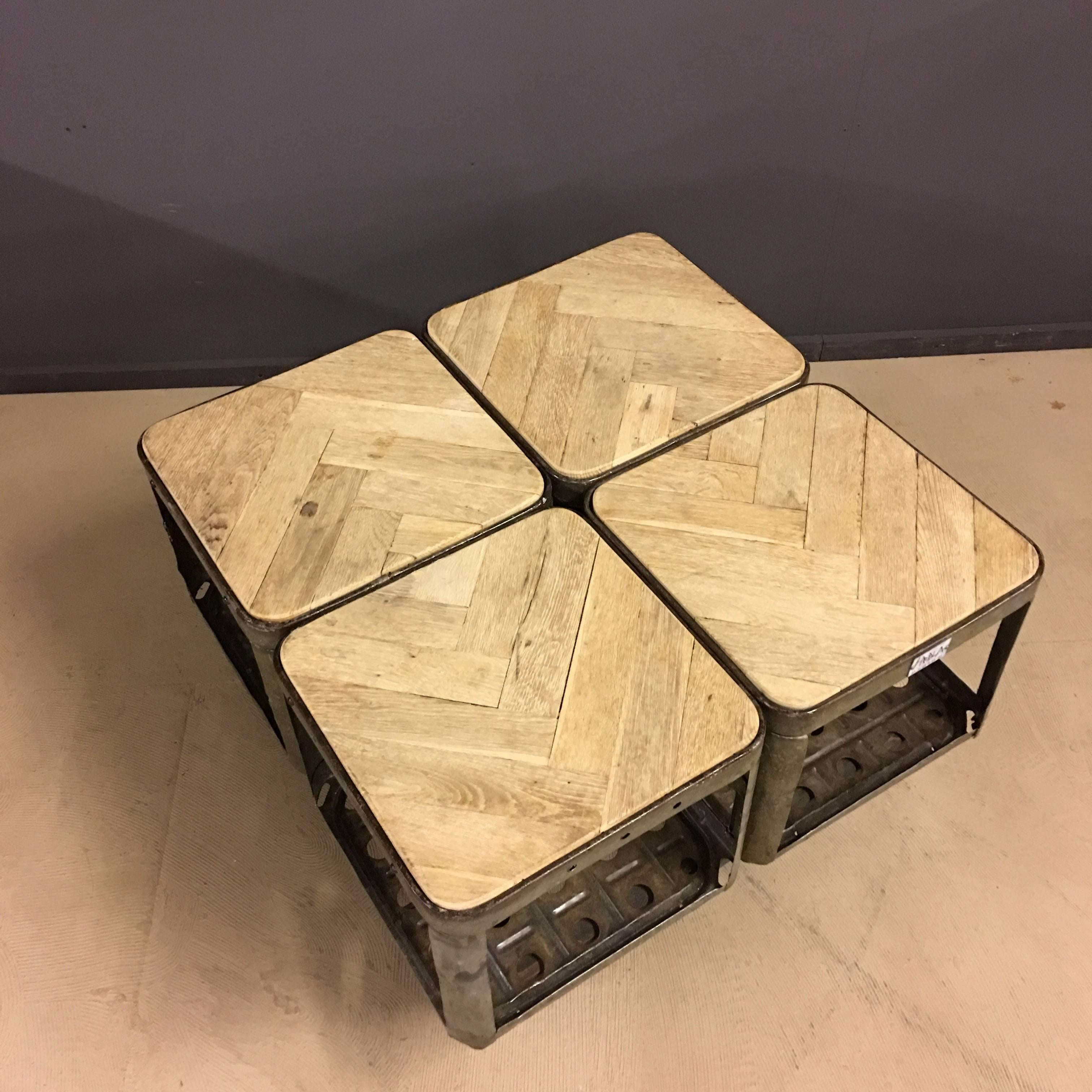 Square Industrial Coffee Table by Hrdla Design In Excellent Condition For Sale In Ulft, Gelderland
