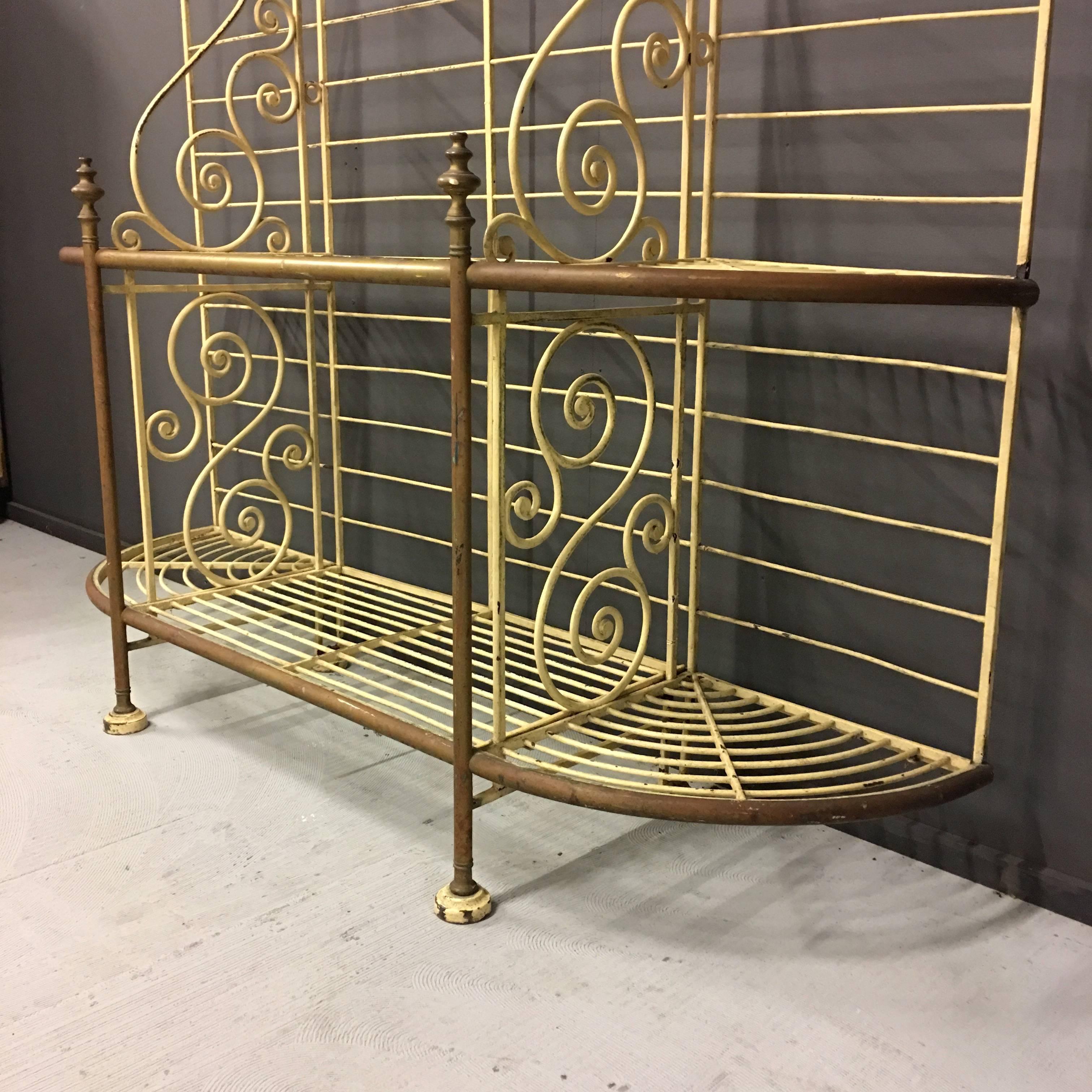 French Antique Bakers Rack of Metal and Brass, France, 1920 For Sale
