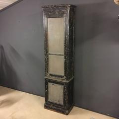 Tall Black and Grey Cabinet, Original Distressed Paint