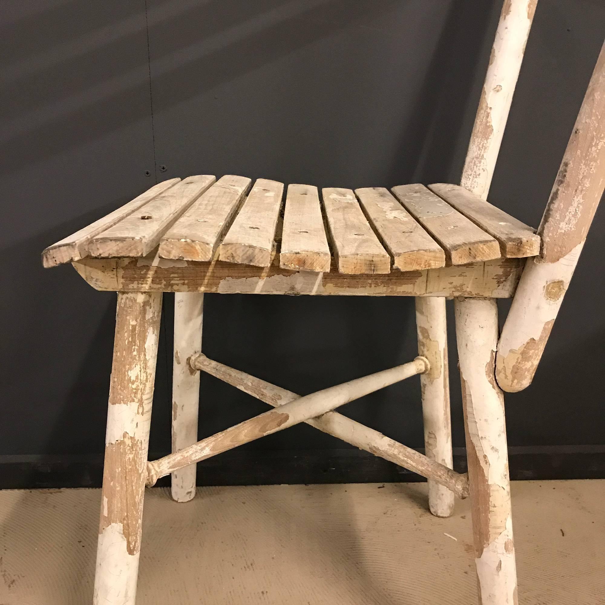 White Distressed Wooden Chair For Sale 1