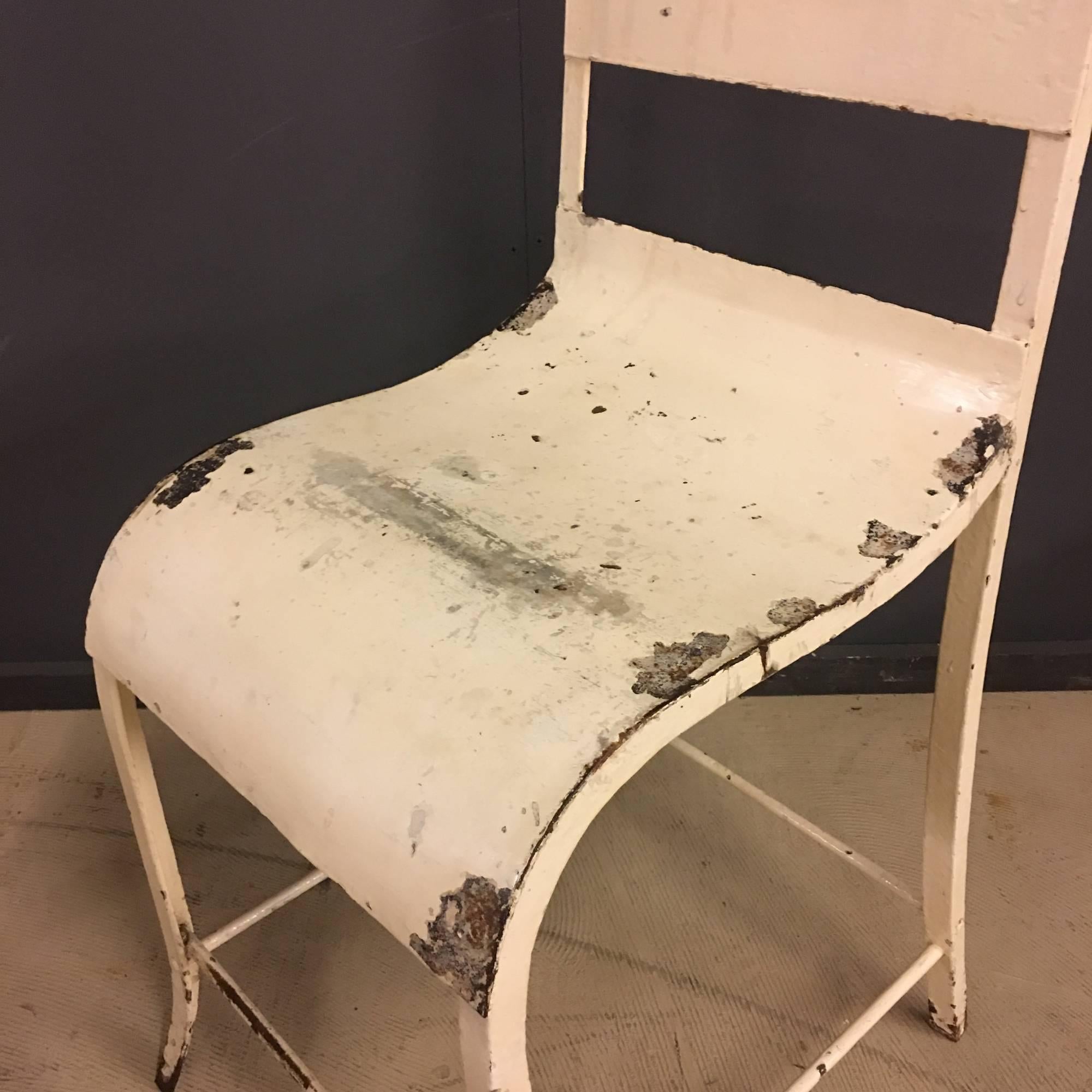 White Industrial Riveted Metal Chair In Good Condition In Ulft, Gelderland