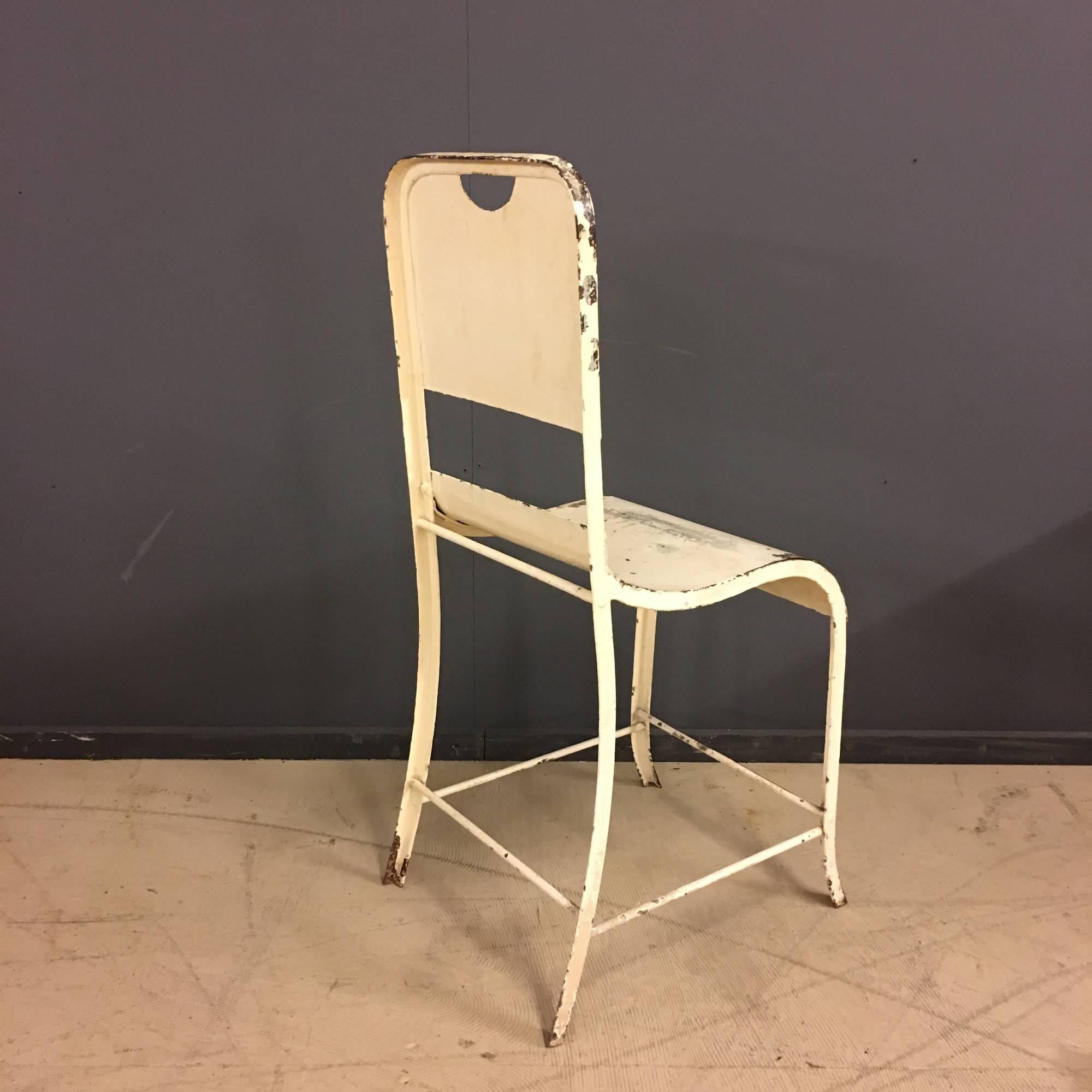 French White Industrial Riveted Metal Chair