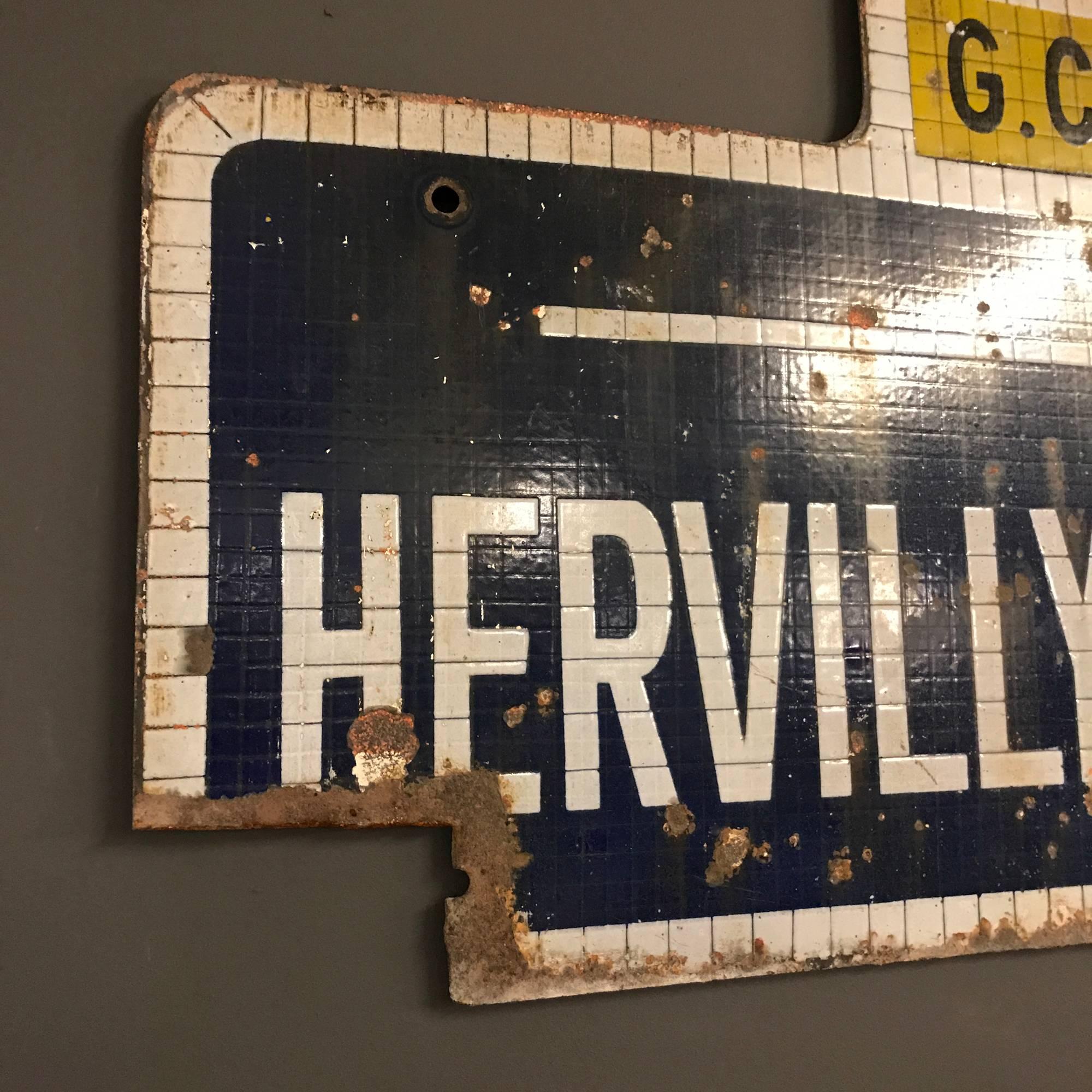 Enamel Sign French Railway Station Hervilly In Fair Condition In Ulft, Gelderland