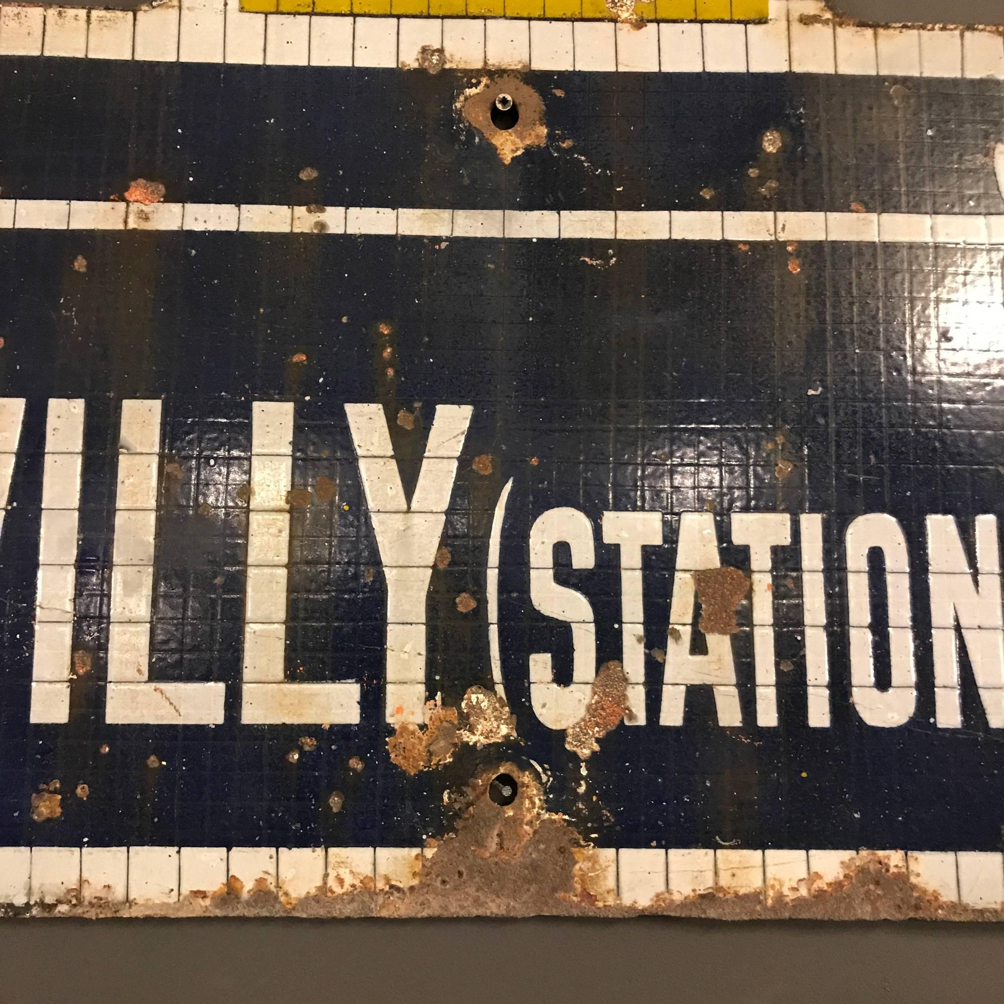 20th Century Enamel Sign French Railway Station Hervilly