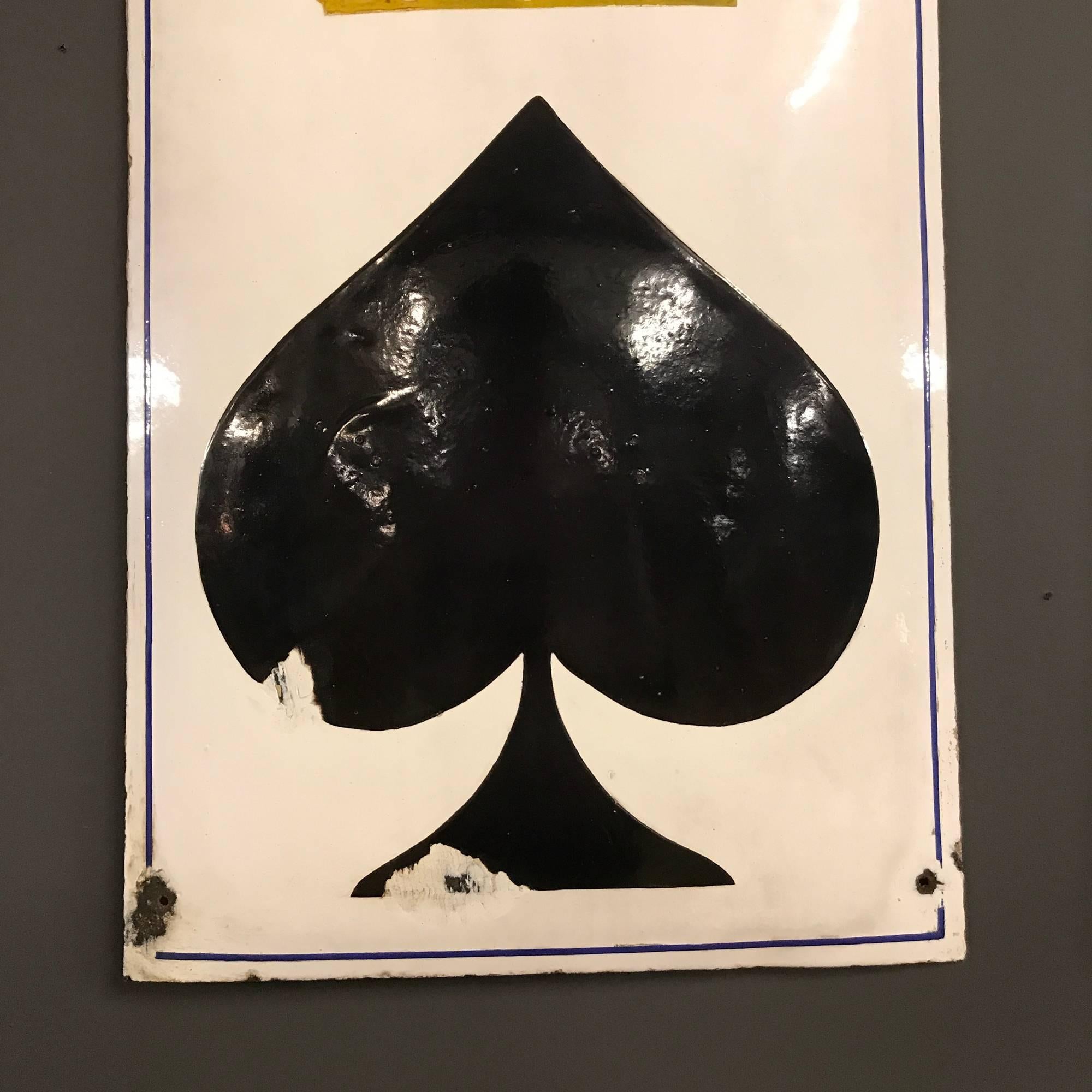 French Pair of Big Enamel King of Spades Poker Signs For Sale