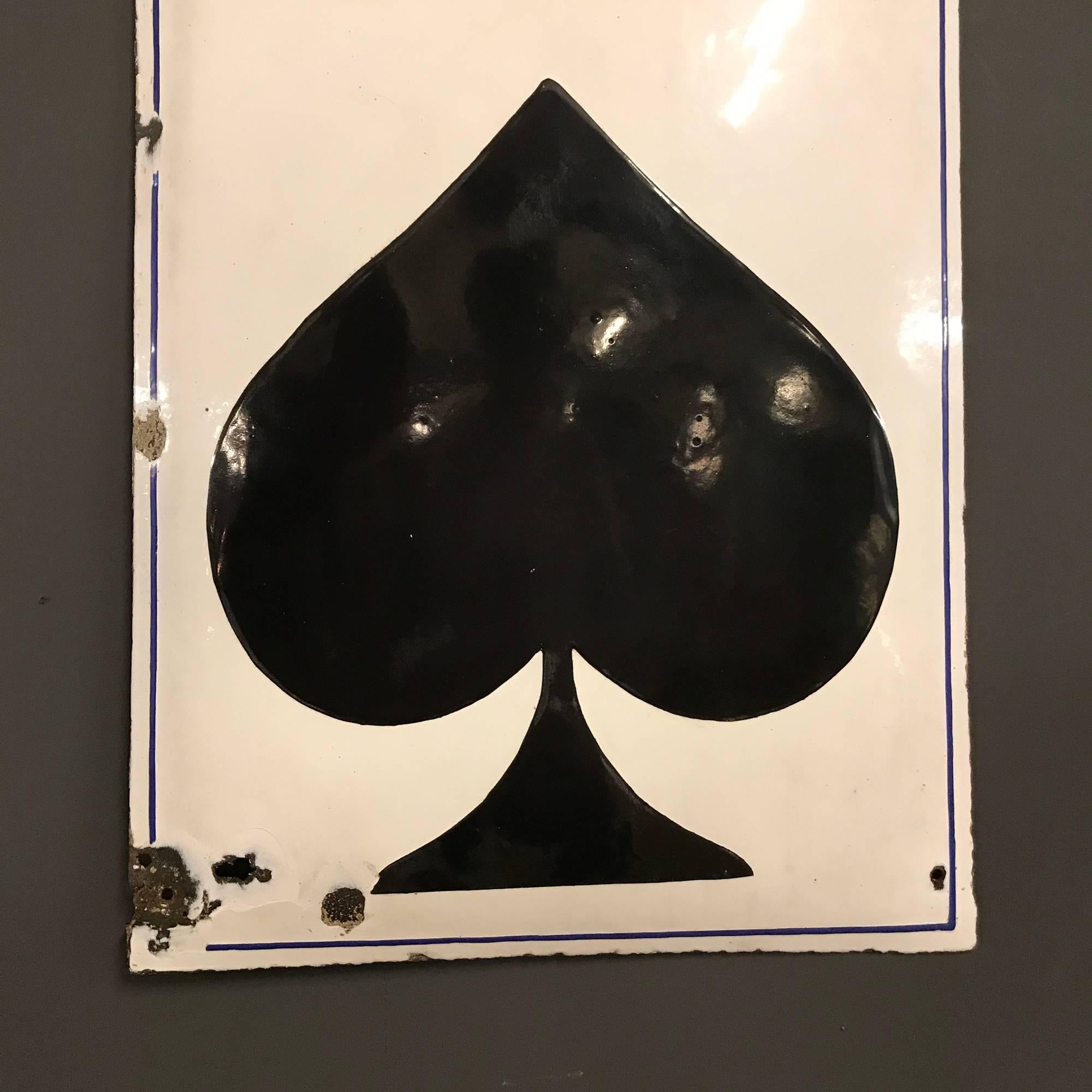 20th Century Pair of Big Enamel King of Spades Poker Signs For Sale