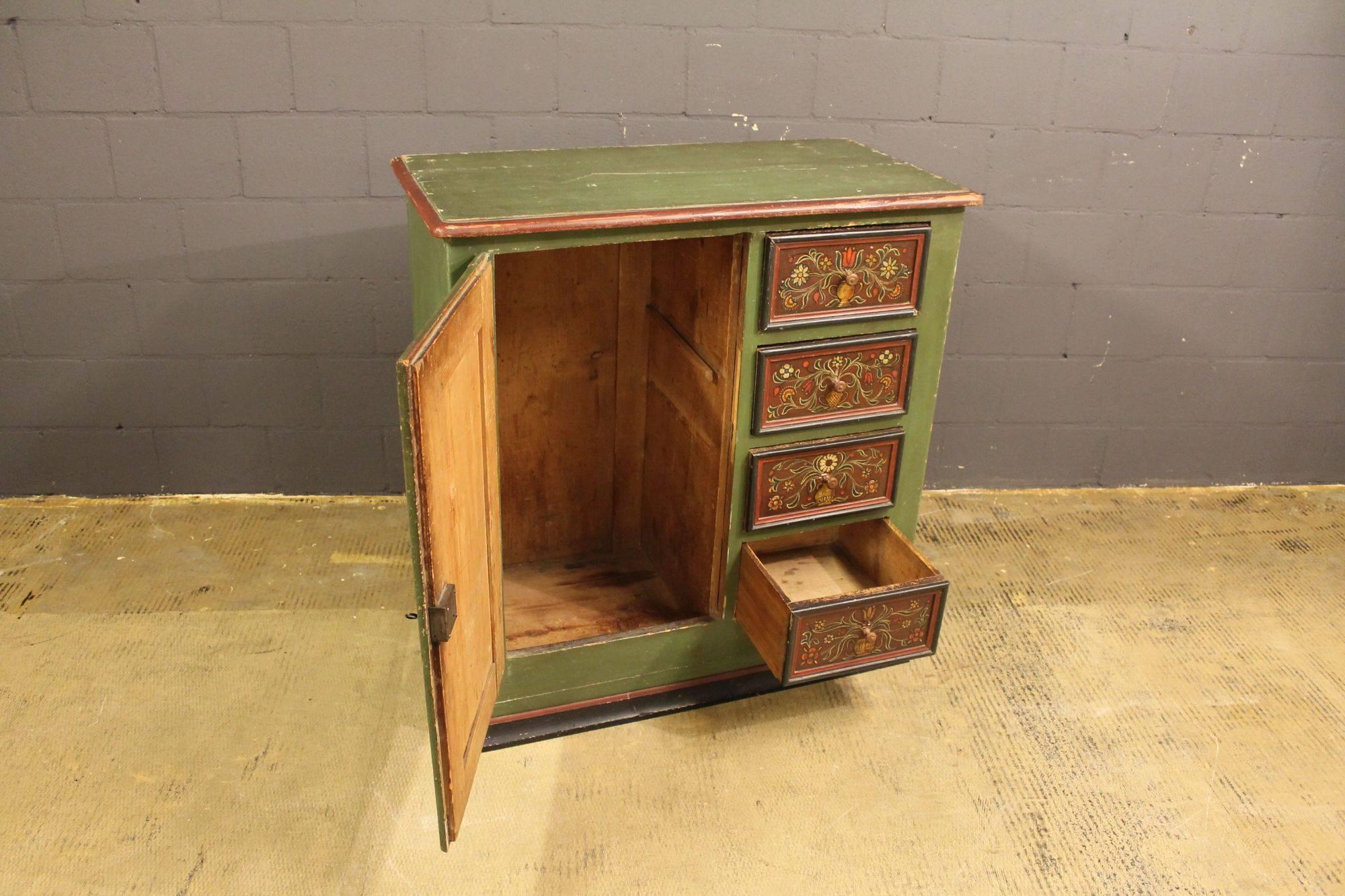 19th Century Antique German Cabinet Hand-Painted For Sale