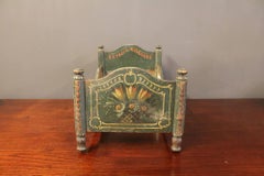 Antique Hand-Painted Miniature Bed, Germany, 1860s