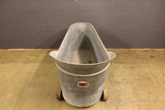 French Zinc Bath on Wheels, 19th Century
