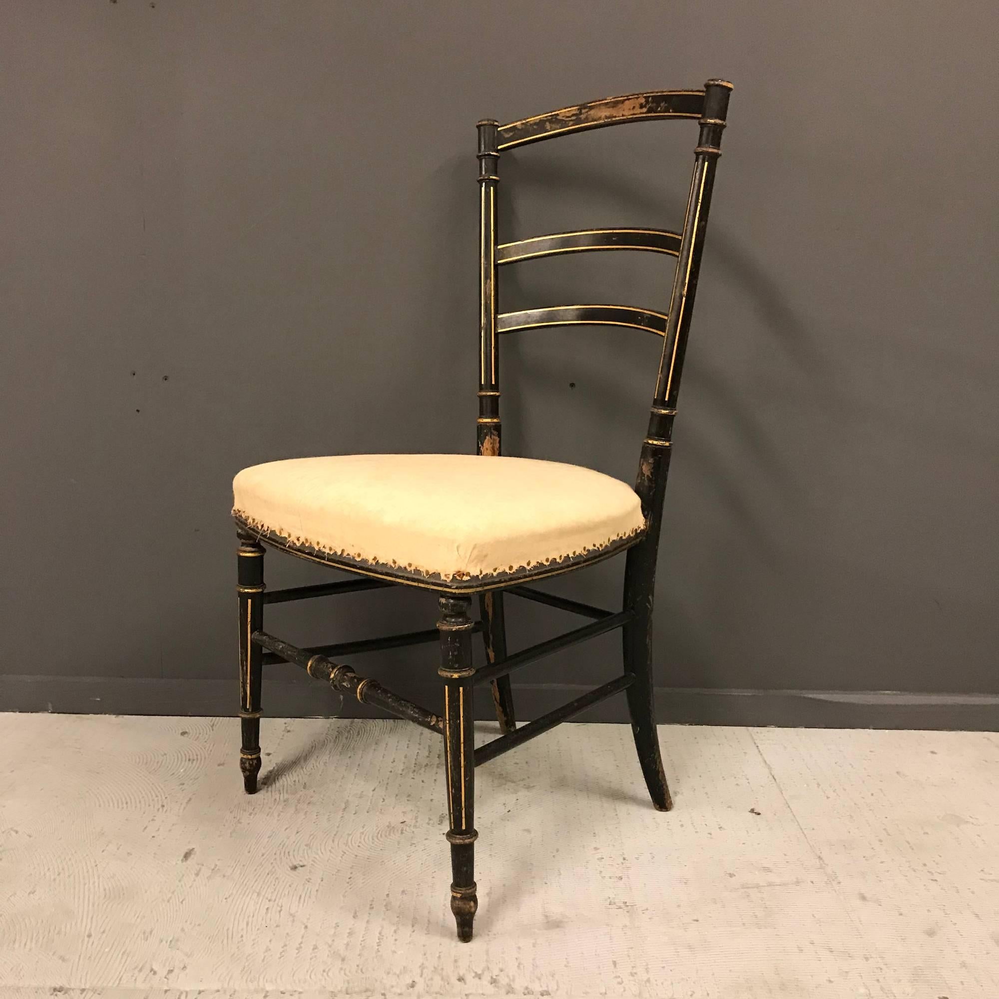 Charming French antique chair. Was made in France during the late 19th century. This Napoleon III chair has been stripped and remains in very good condition.
Size of this antique Napoleon III chair
Measure: 45 x 45 x 83 seat 40 cm.