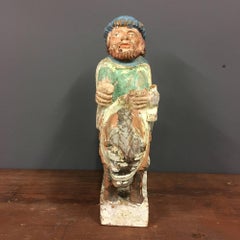 Early 19th Century Oak Carved Knight Figure, French Folk Art