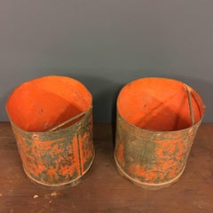 French Industrial Riveted Metal Orange Measure 1 Decaliter