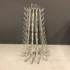 Unusual Galvanized Foldable Bottle Drying Rack, France, 1920s