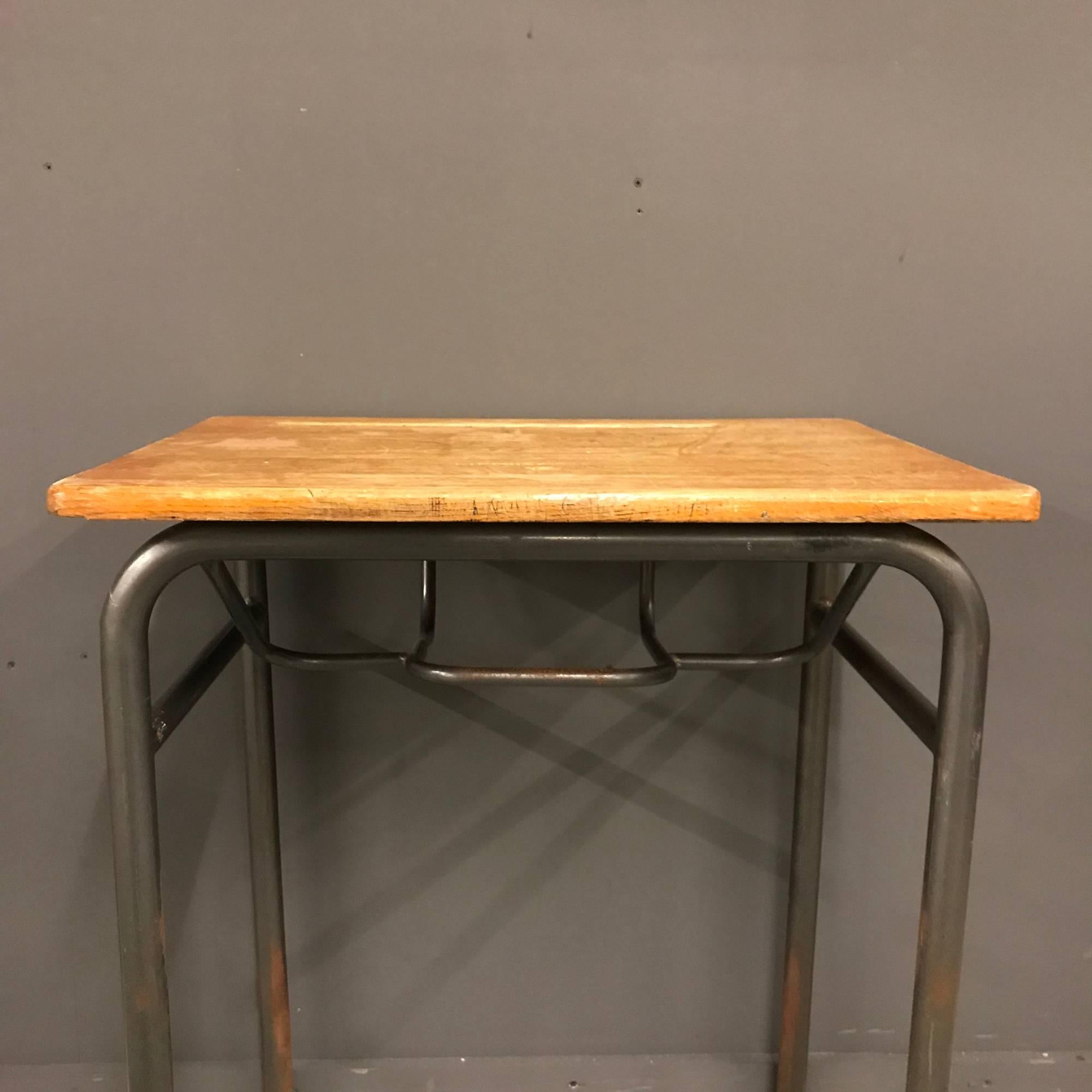 Mid-20th Century Vintage French Single School Table For Sale