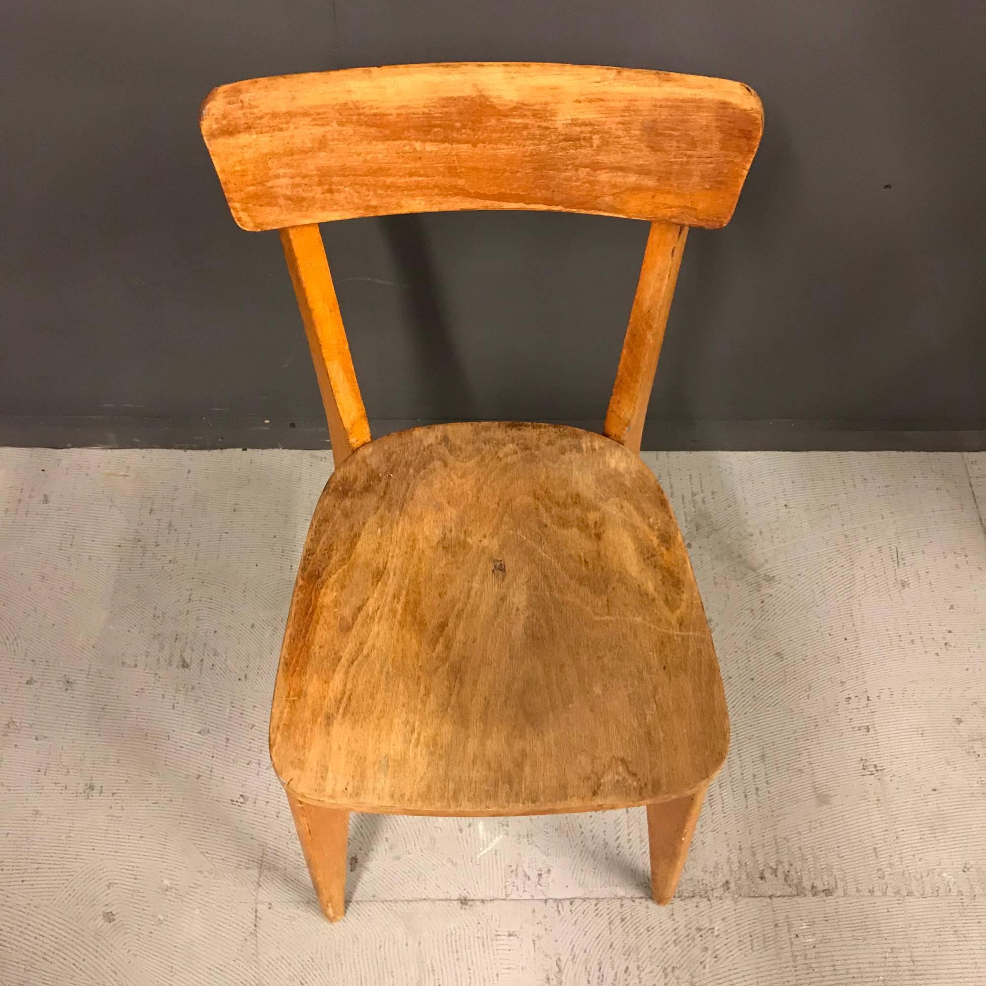 20th Century Set of Two Wooden Bistro Chairs For Sale