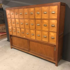 Vintage Wooden Bank of Drawers Cabinet