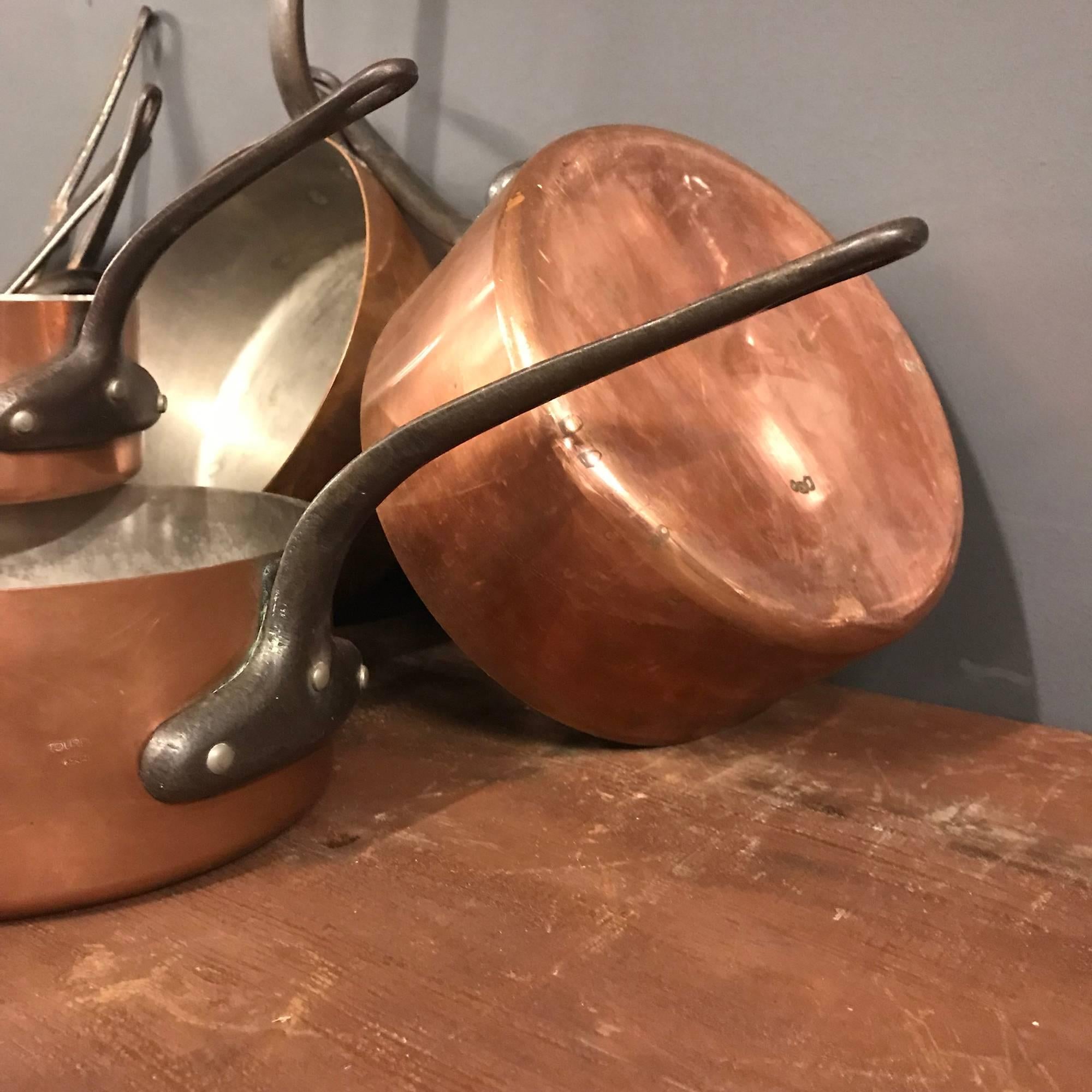 Antique Copper Pans Set of Nine In Good Condition In Ulft, Gelderland