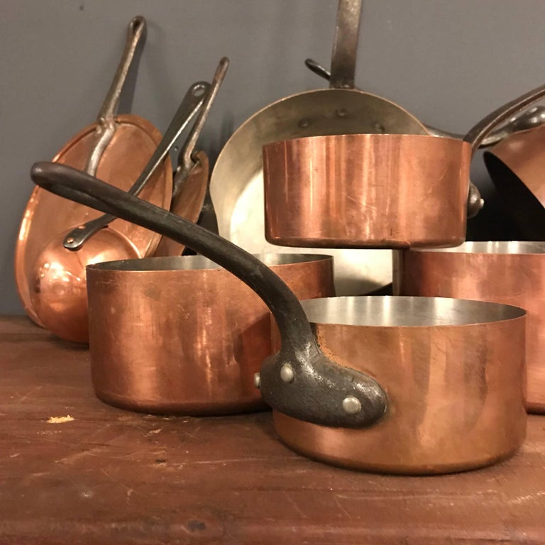 Antique Copper Pans Set of Nine at 1stDibs