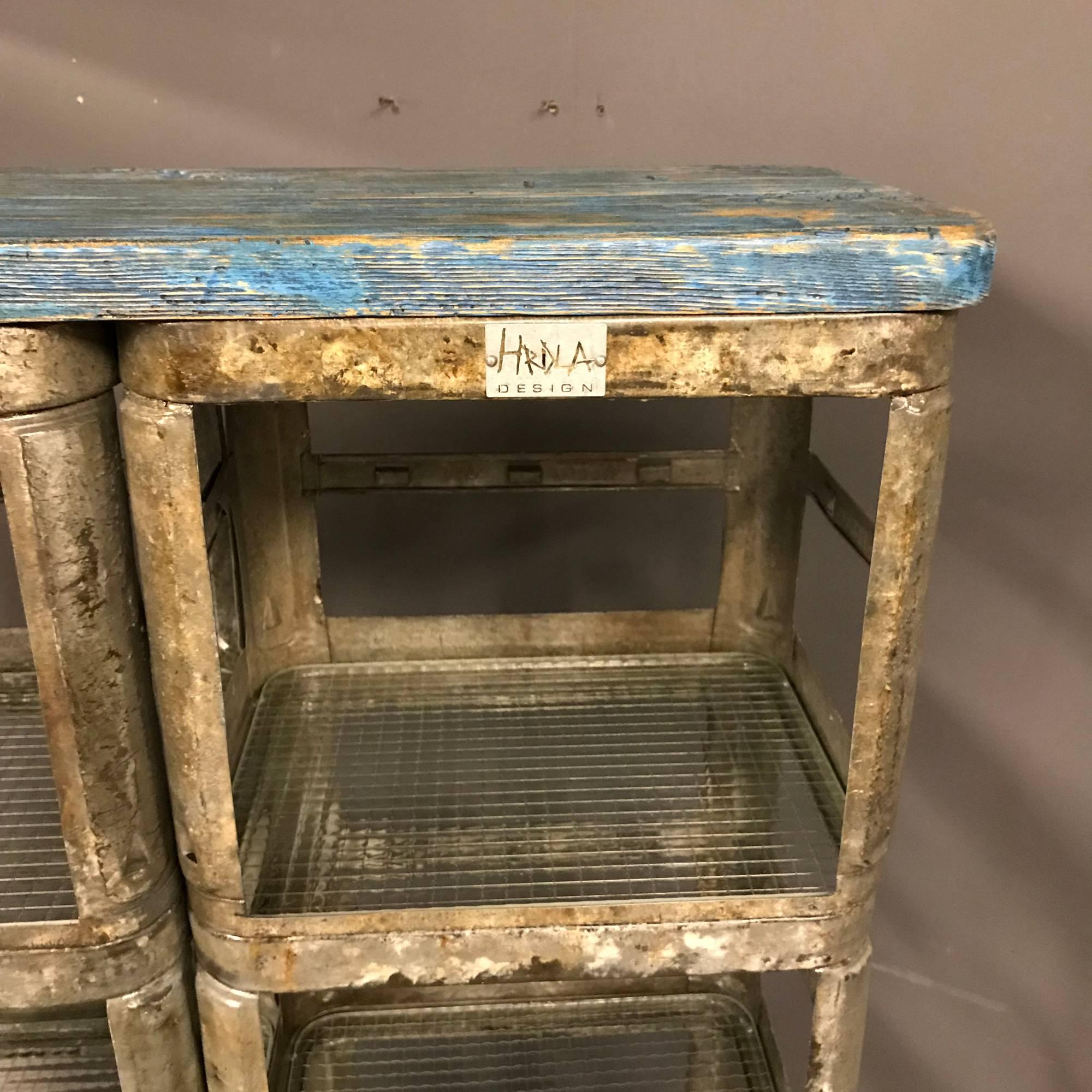 Blue Industrial High Shelving Unit by Hrdla Design In Good Condition For Sale In Ulft, Gelderland