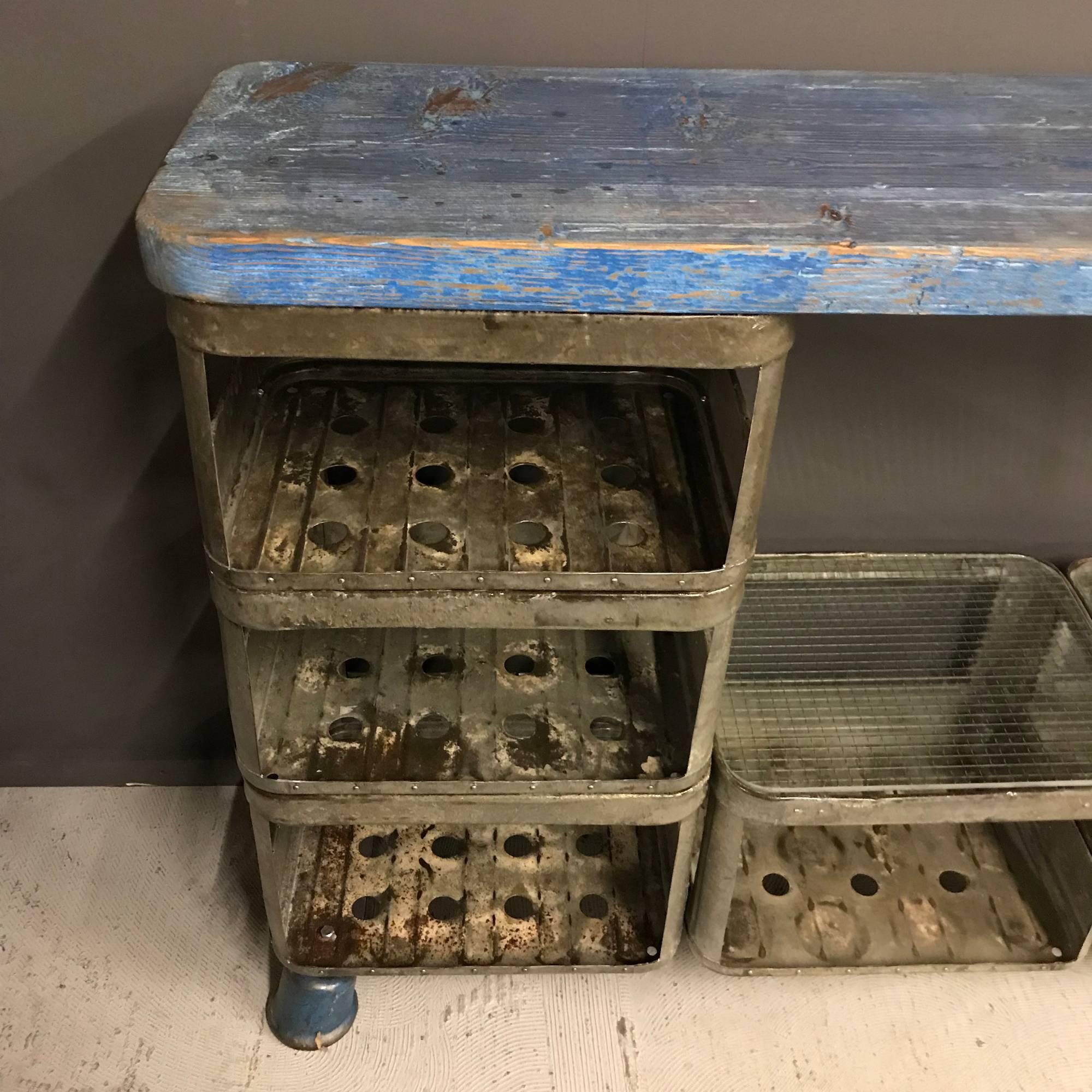 Mid-20th Century Blue Industrial Shelving Unit by Hrdla Design For Sale