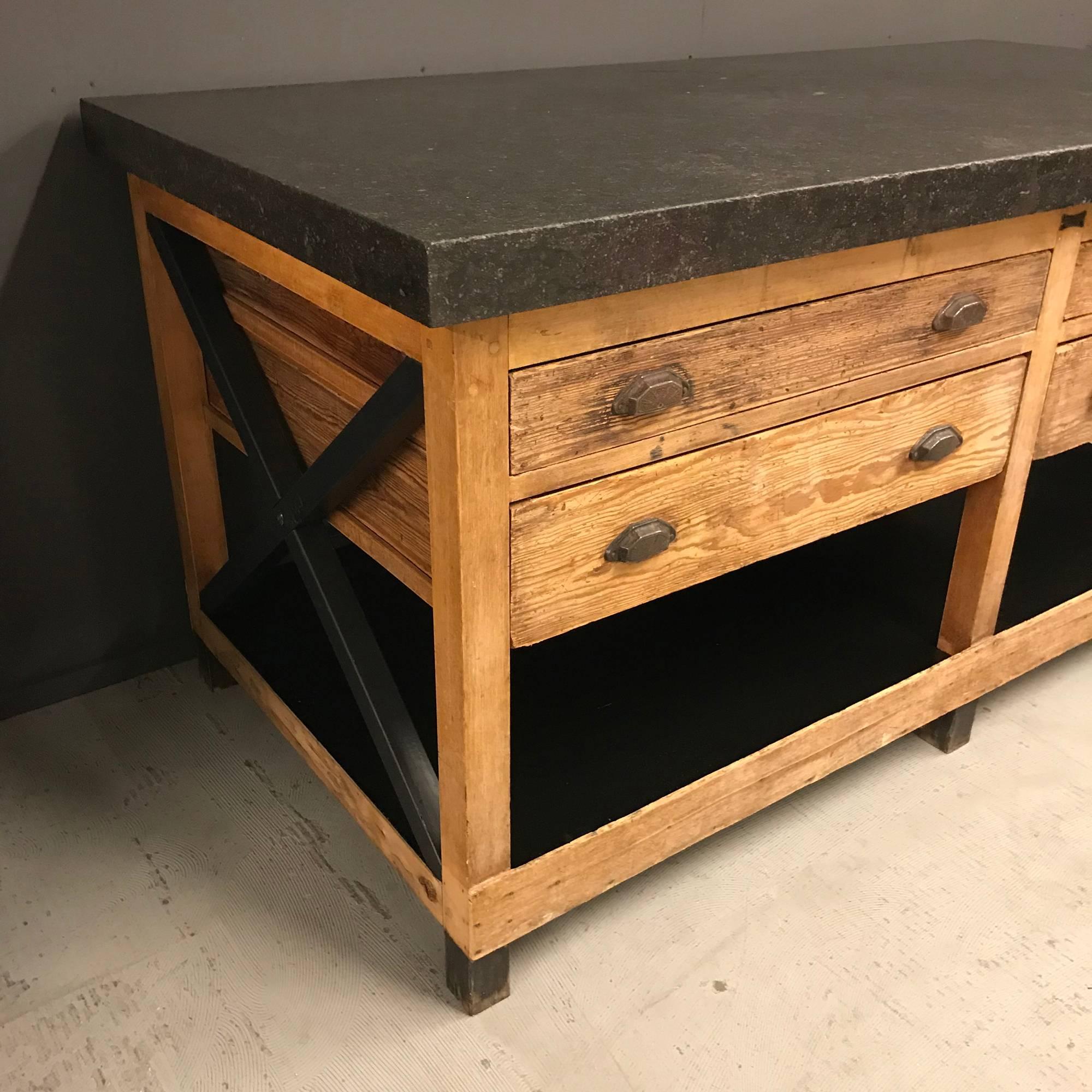 Stone Belgian Lithographers Workbench from Brussels For Sale