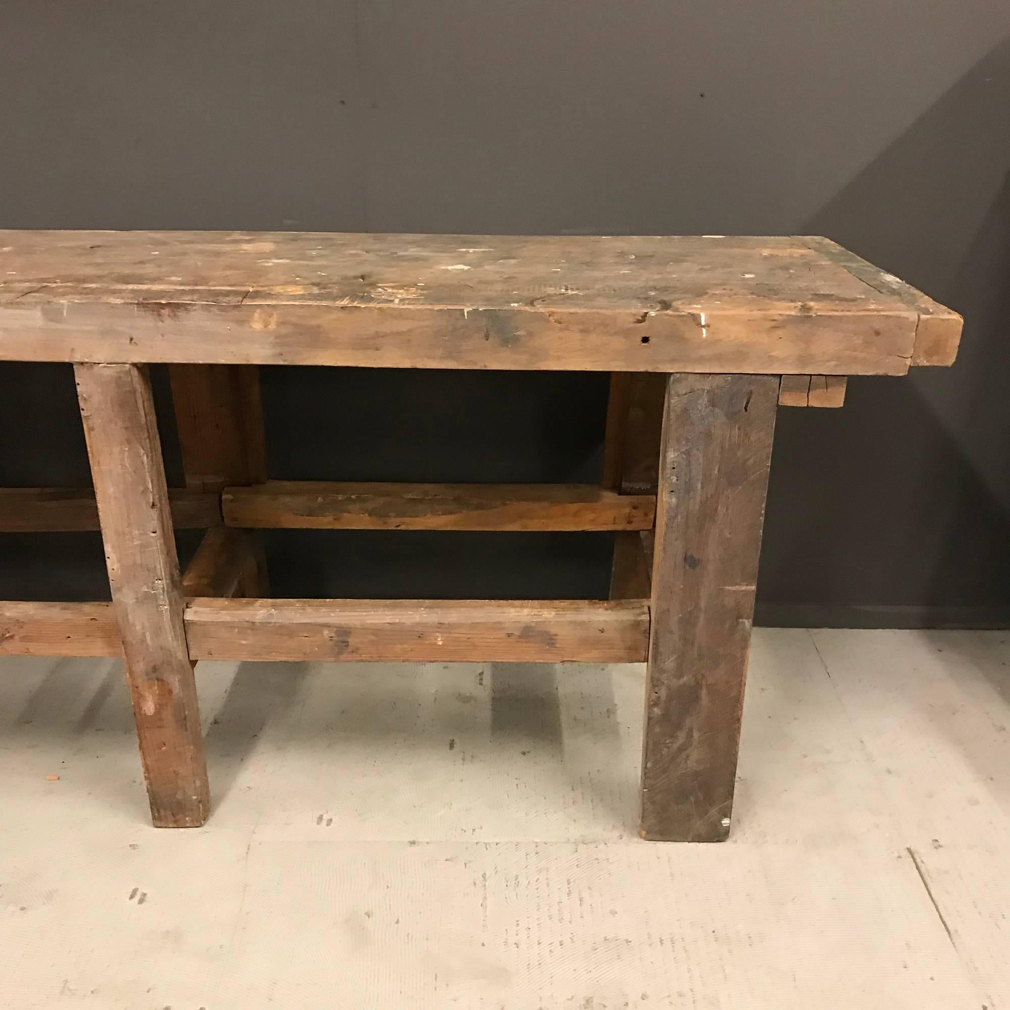 Mid-20th Century French Industrial Workbench with Vice