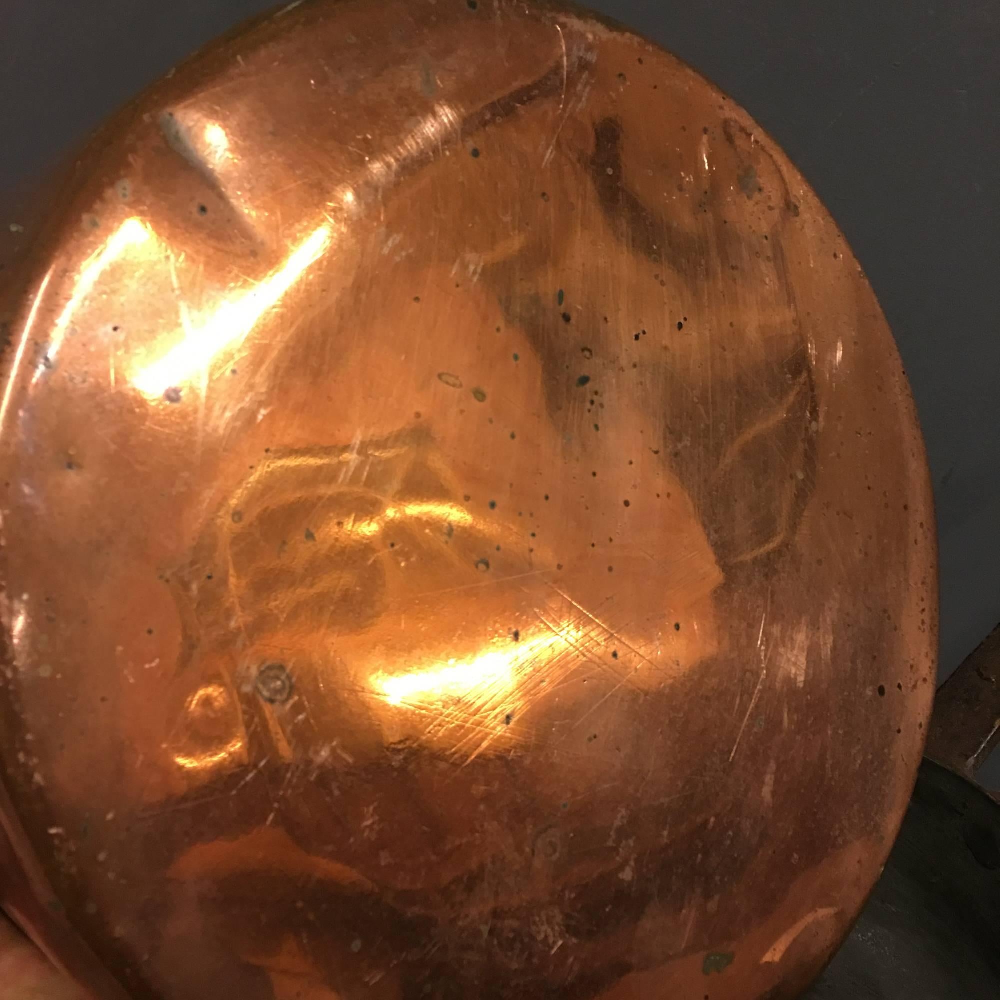 20th Century Antique Copper Pans Set of Two