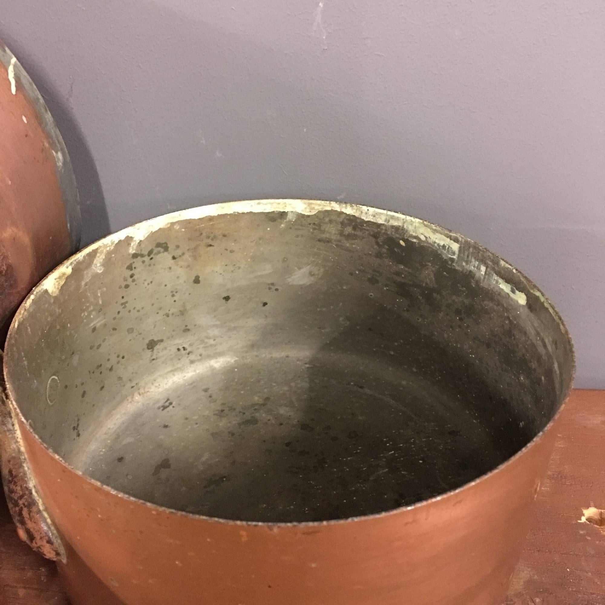 Antique Copper Pans Set of Six In Good Condition In Ulft, Gelderland