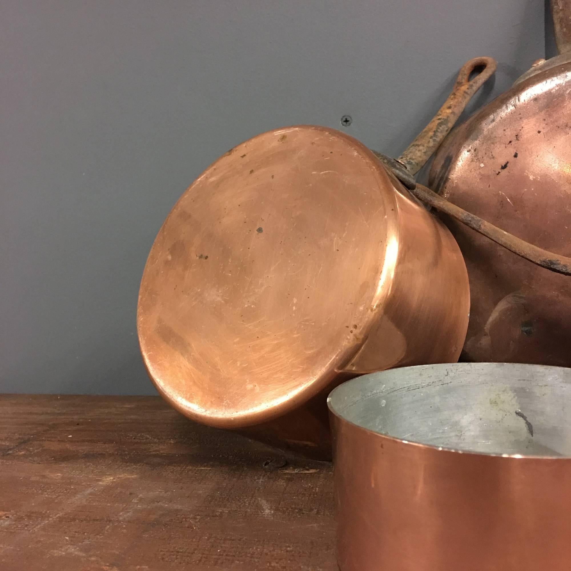 French Antique Copper Pans Set of Six
