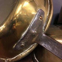 Antique Yellow Copper Pans, Set of Five