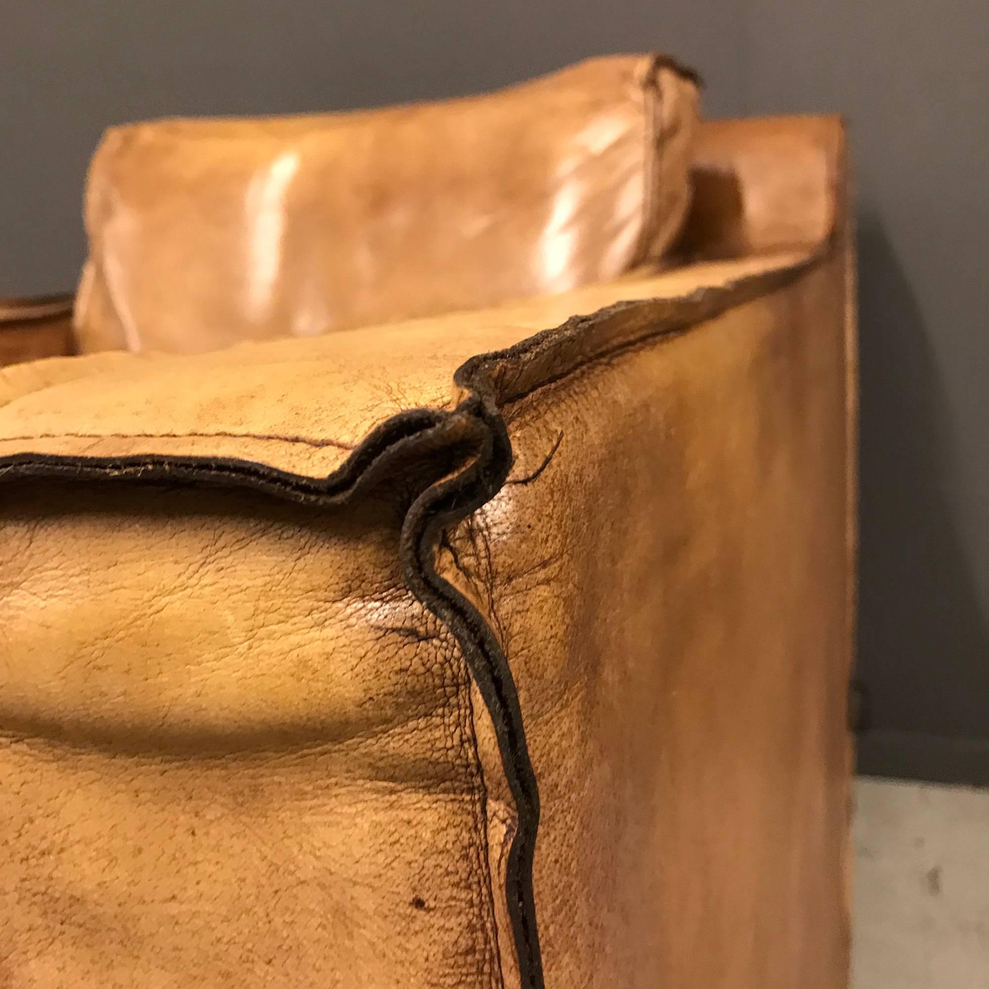 Cognac Buffalo Leather Armchair For Sale 4