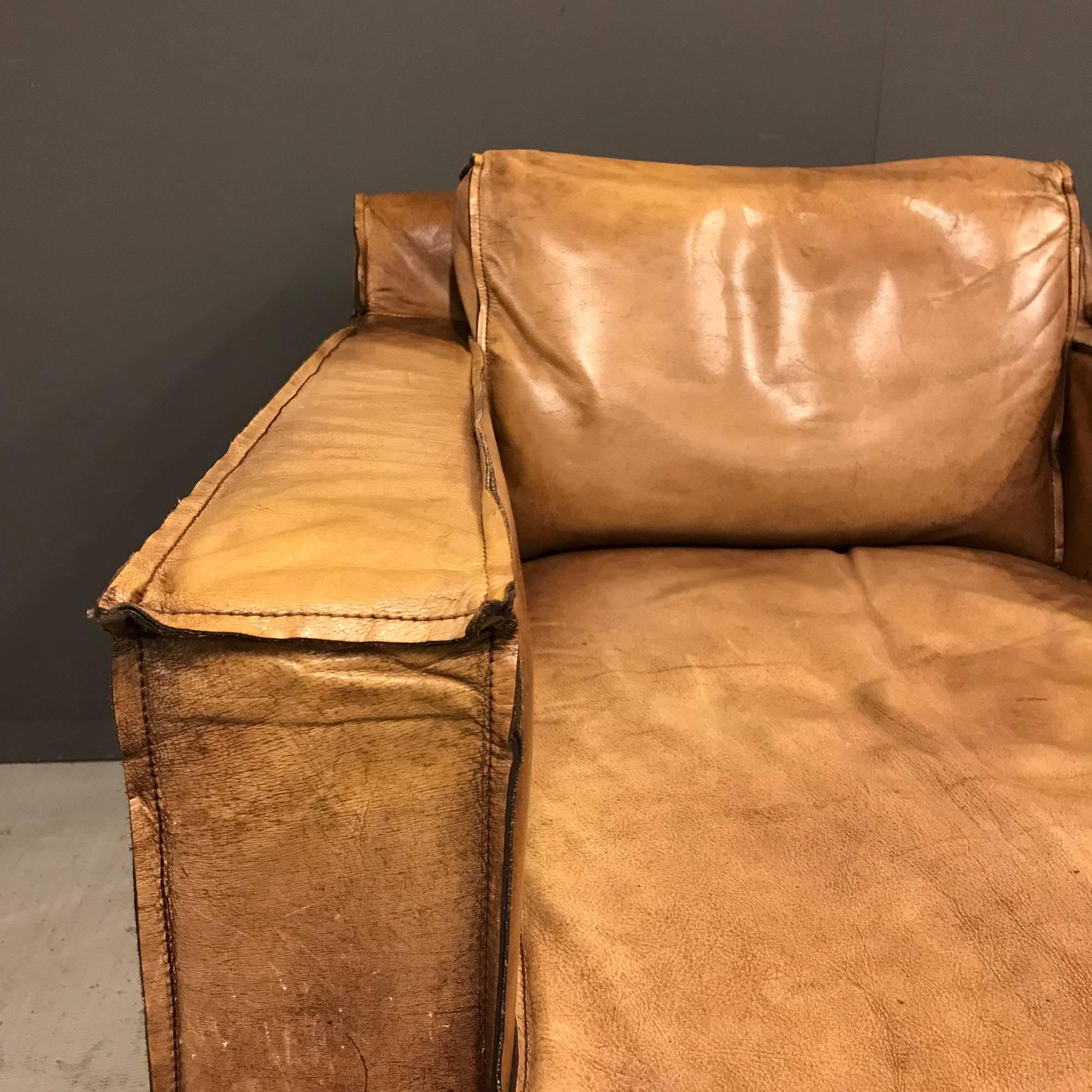 Cognac Buffalo Leather Armchair For Sale 2