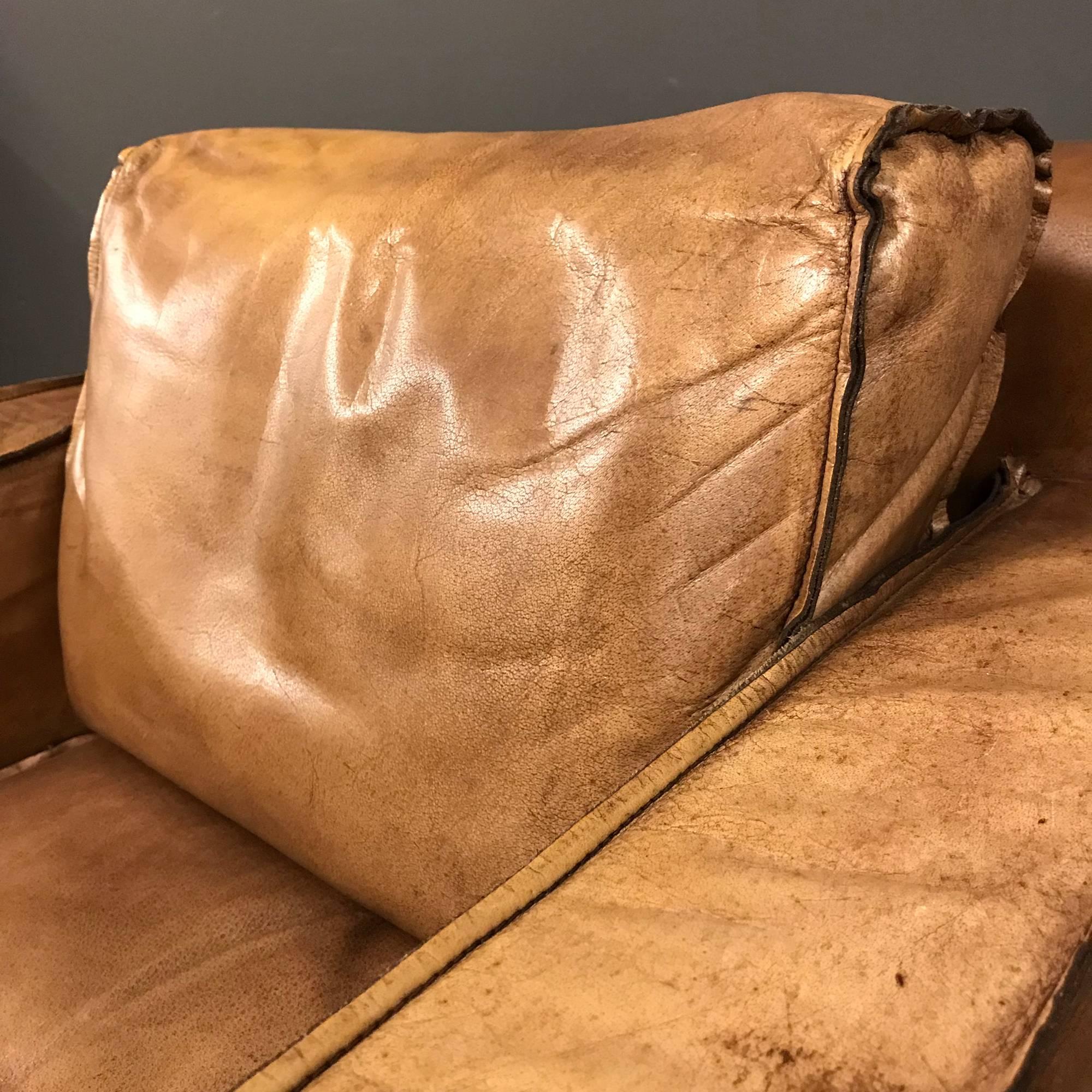 Cognac Buffalo Leather Armchair For Sale 5