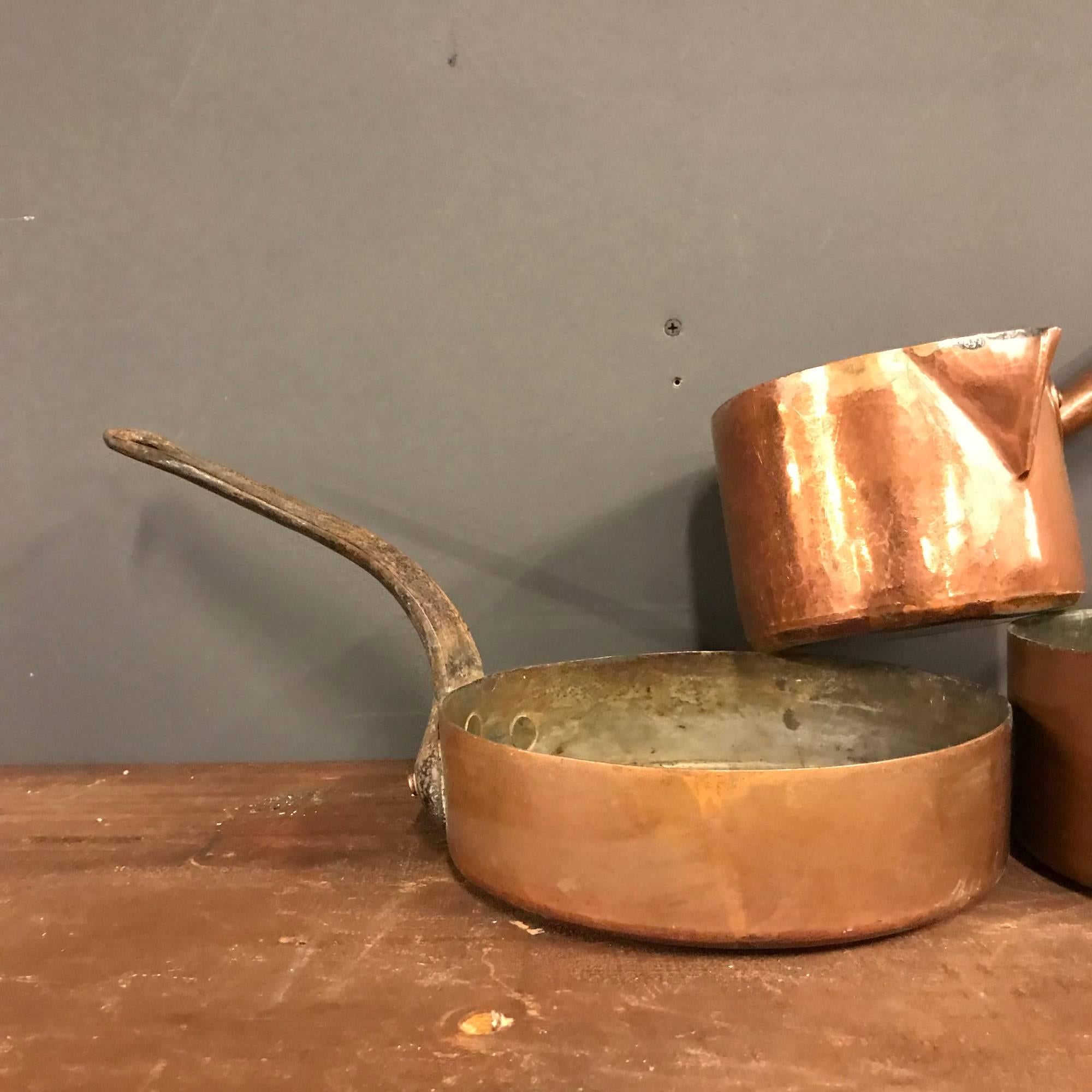 French Set of Three Copper Pans