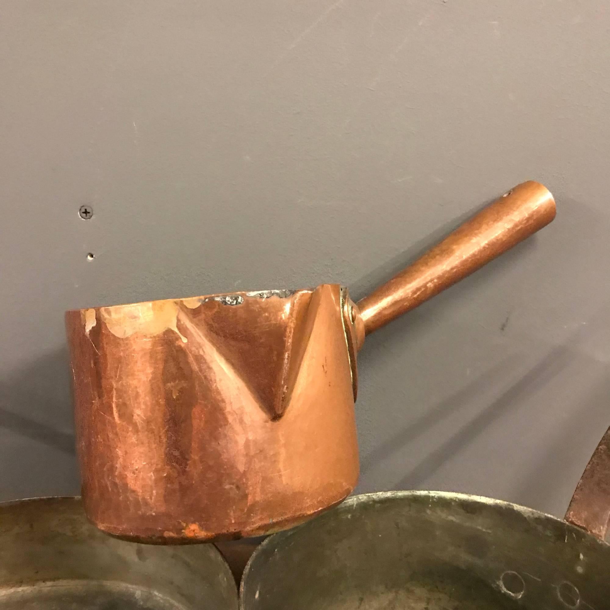 Set of three antique copper pan. Remain in good condition.